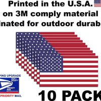 10 PACK 2X4 American USA Flag Vinyl Decal Bumper Sticker Car Truck Window 3M 5YR