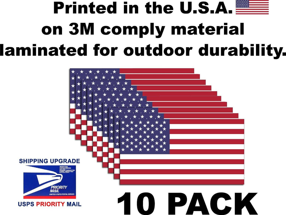 10 PACK 2X4 American USA Flag Vinyl Decal Bumper Sticker Car Truck Window 3M 5YR