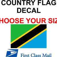 TANZANIAN COUNTRY FLAG, STICKER, DECAL, 5YR VINYL, STATE FLAG