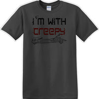 I'M WITH CREEPY POINTING LEFT - Halloween - Novelty T-shirt