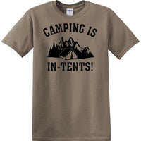 Camping is "IN-TENTS" - Funny shirt - short sleeved T-shirt TH04