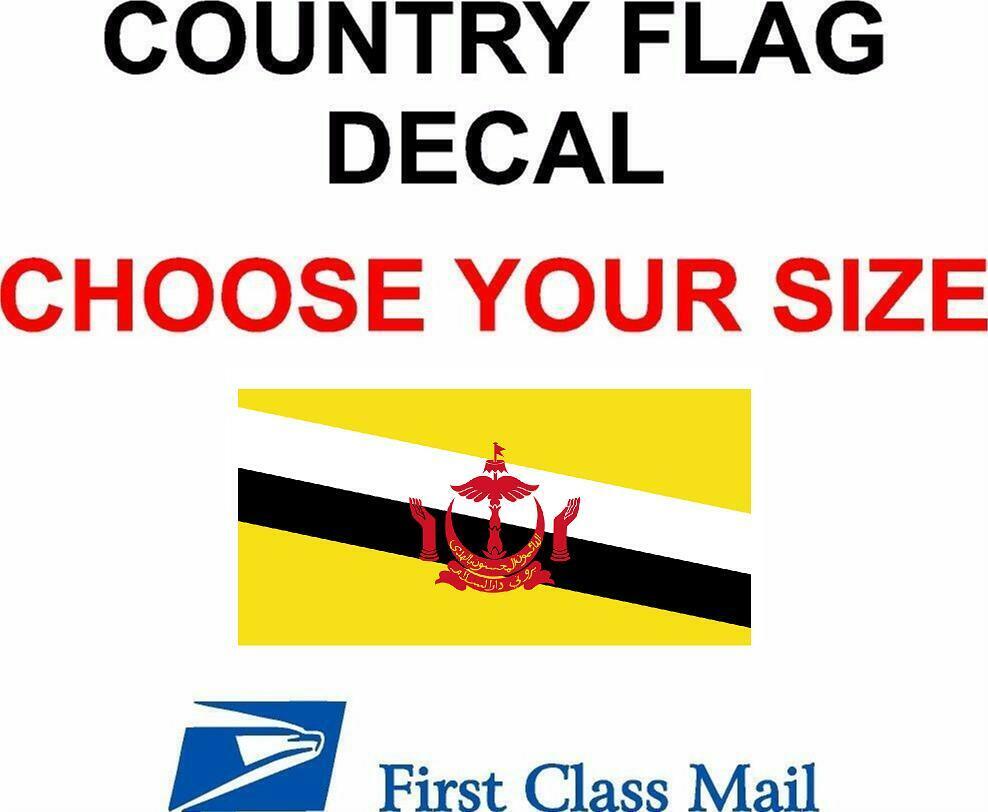 BRUNEI COUNTRY FLAG, STICKER, DECAL, 5YR VINYL, Country Flag of Brunei