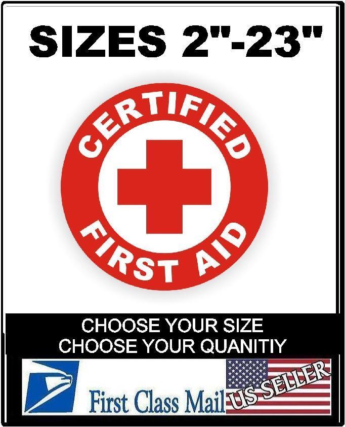 Certified First Aid Hard Hat Decal, Helmet Sticker Safety Labels Safe Worker 6YR
