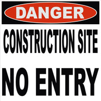 
              Coroplast Construction Signs -48"x48" -Qty 2- Danger Construction Site NO ENTRY
            