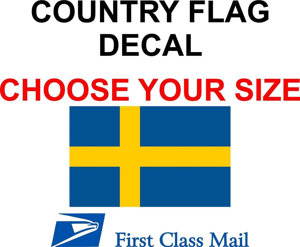 SWEDISH COUNTRY FLAG, STICKER, DECAL, 5YR VINYL, Flag of Sweden COUNTRY FLAG