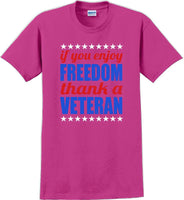 
              IF YOU ENJOY FREEDOM THANK A VETERAN, Veterans day Soldier USA Support T-Shirt
            