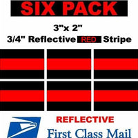6 Pack 3" X 2" Thin Red Line Window Decal Stickers Firefighter