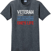 VETERAN NOUN, ONES LIFE, Veterans day Soldier USA Support T-Shirt