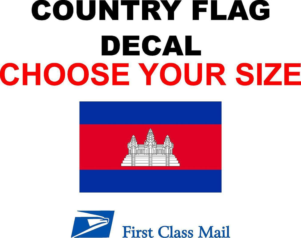 CAMBODIA COUNTRY FLAG, STICKER, DECAL, 5YR VINYL, Country Flag of Cambodia