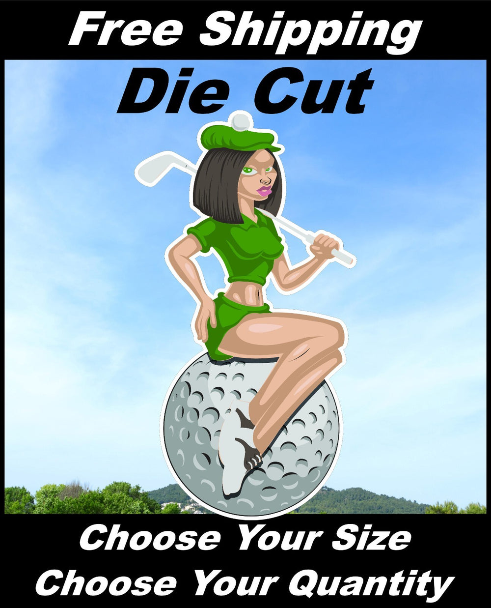 Sassy Golf Girl Decal Sticker for Car and Truck Window or Bumper