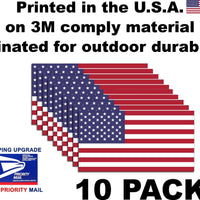 10 PACK 2X4 American USA Flag Vinyl Decal Bumper Sticker Car Truck Window 3M 5YR