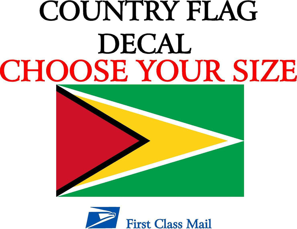 GUYANESE COUNTRY FLAG, STICKER, DECAL, 5YR VINYL, STATE FLAG