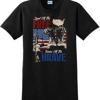 LAND OF THE FREE HOME OF THE BRAVE, Veterans day Soldier USA Support T-Shirt