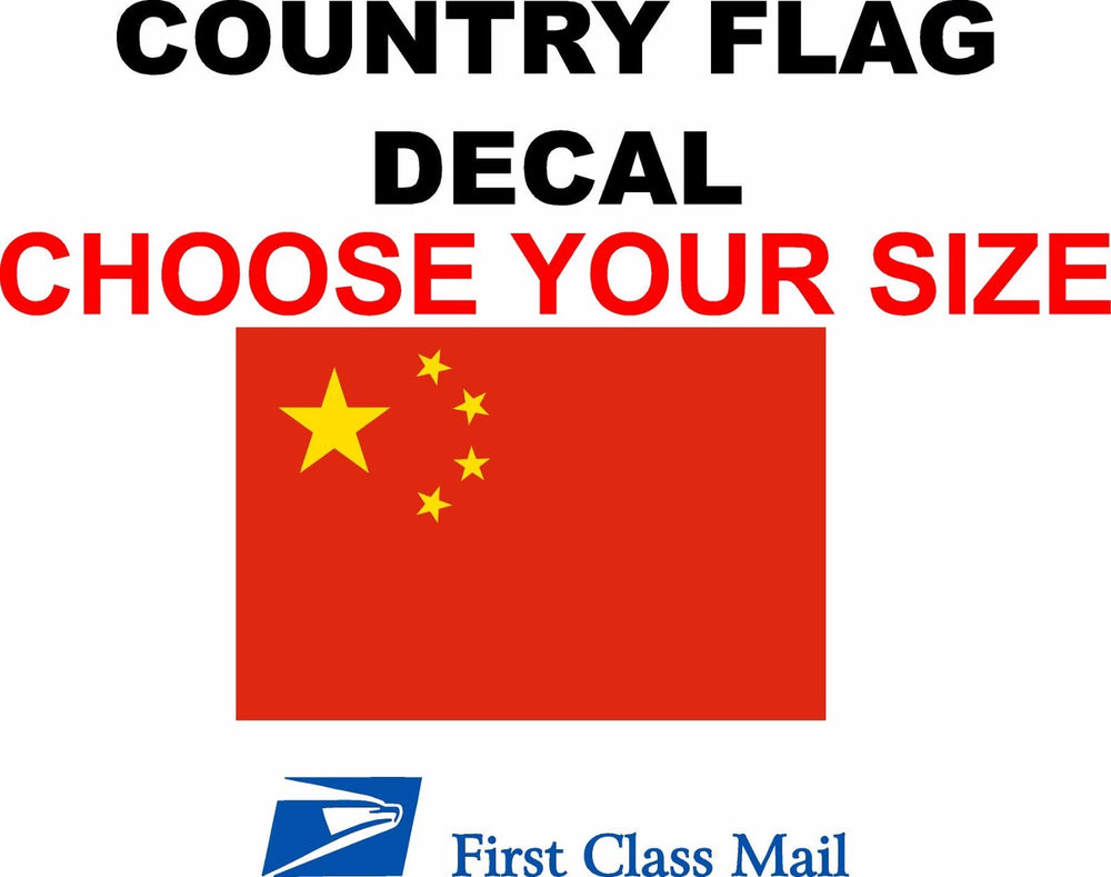 CHINA COUNTRY FLAG, STICKER, DECAL, 5YR VINYL, Country flag of China