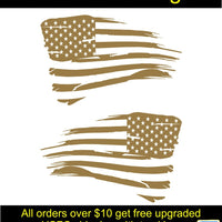 American Flag Distressed Right & Left Vinyl Decal Sticker  14 Colors 6yr vinyl