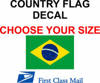 
              BRAZIL COUNTRY FLAG, STICKER, DECAL, 5YR VINYL, Country flag of Brazil
            