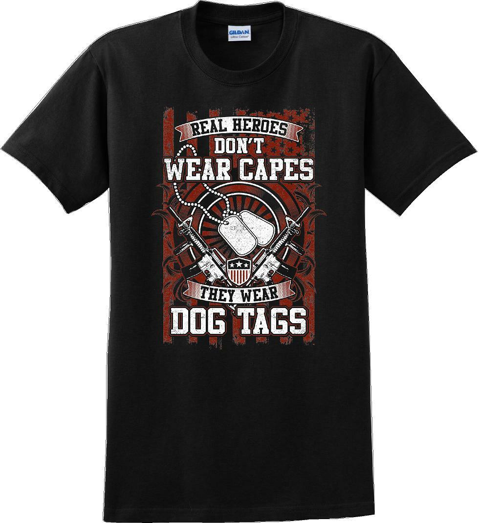 REAL HEROES DON'T WEAR CAPES, Veterans day Soldier USA Support T-Shirt