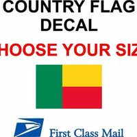 BENIN COUNTRY FLAG, STICKER, DECAL, 5YR VINYL, Country Flag of Benin