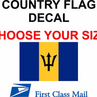 BARBADOS COUNTRY FLAG, STICKER, DECAL, 5YR VINYL, Country Flag of Barbados