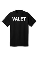 
              Men's Black valet T-shirt Full Size valet Front & Back Logo
            