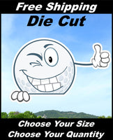 
              Crying Funny Goofy Golf Ball Decal Sticker for Car and Truck Thumbs up Bumper
            