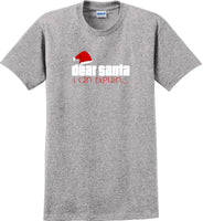 
              Dear Santa I can explain - Christmas Day T-Shirt -12 color choices
            