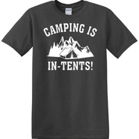 Camping is "IN-TENTS" - Funny shirt - short sleeved T-shirt TH04