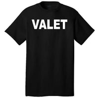 Men's Black valet T-shirt Full Size valet Front & Back Logo
