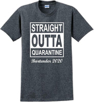 
              Straight Outta Quarantine Bartender 2020  funny T-Shirt
            