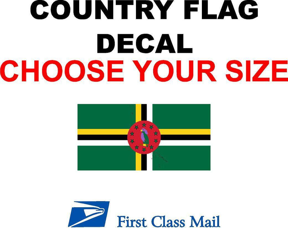 DOMINICA COUNTRY FLAG, STICKER, DECAL, 5YR VINYL, STATE FLAG