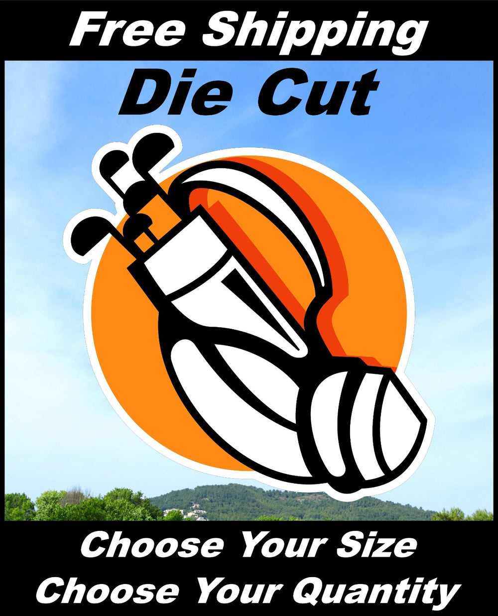 Golf Bag Golfer Decal Sticker for Car and Truck Window or Bumper