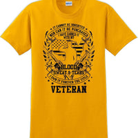 Blood Sweat and Tears, Veterans day Soldier USA Support T-Shirt