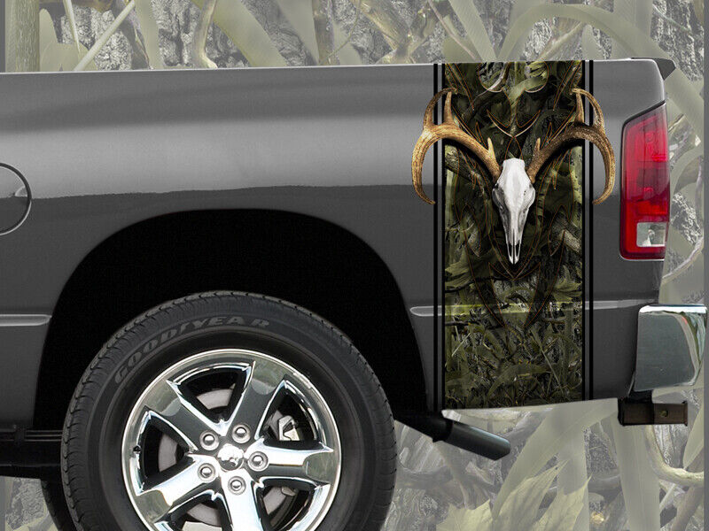 2 Buck Skull Marshland Truck Bed Band Stripes Decal Sticker Graphics 3m
