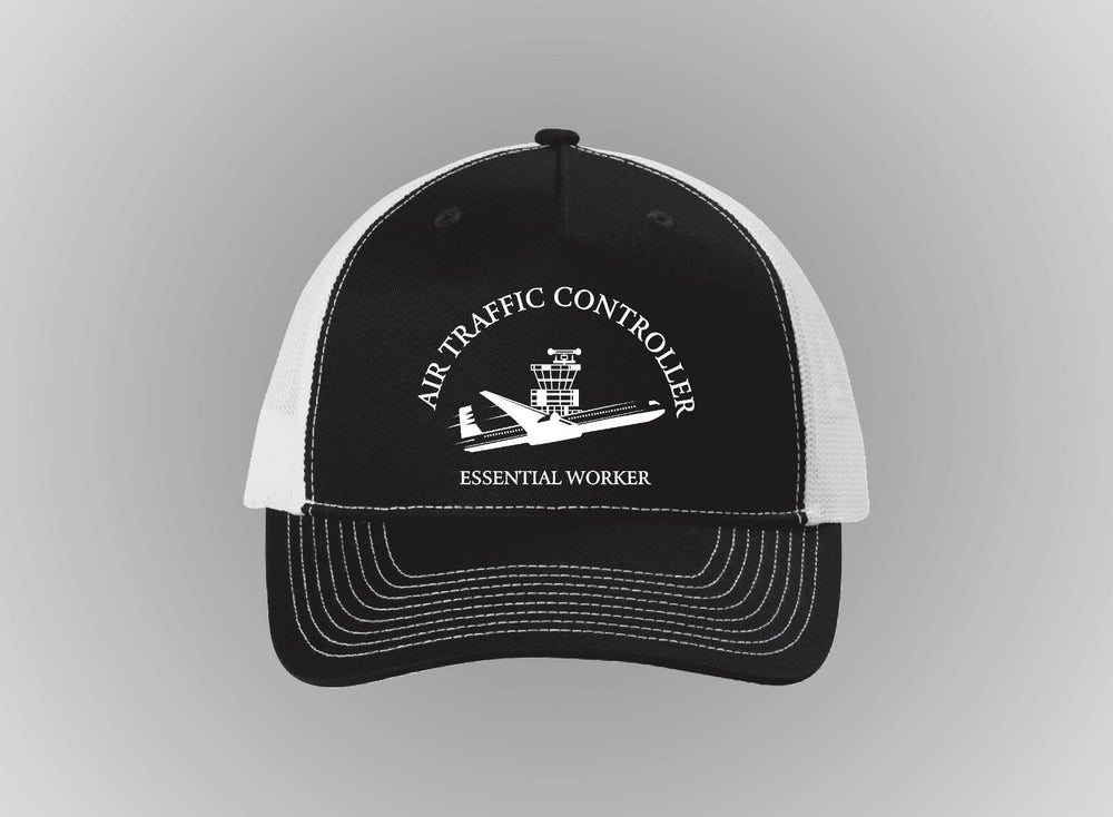Air Traffic Controller Hat trucker snap back Black and White.support airport