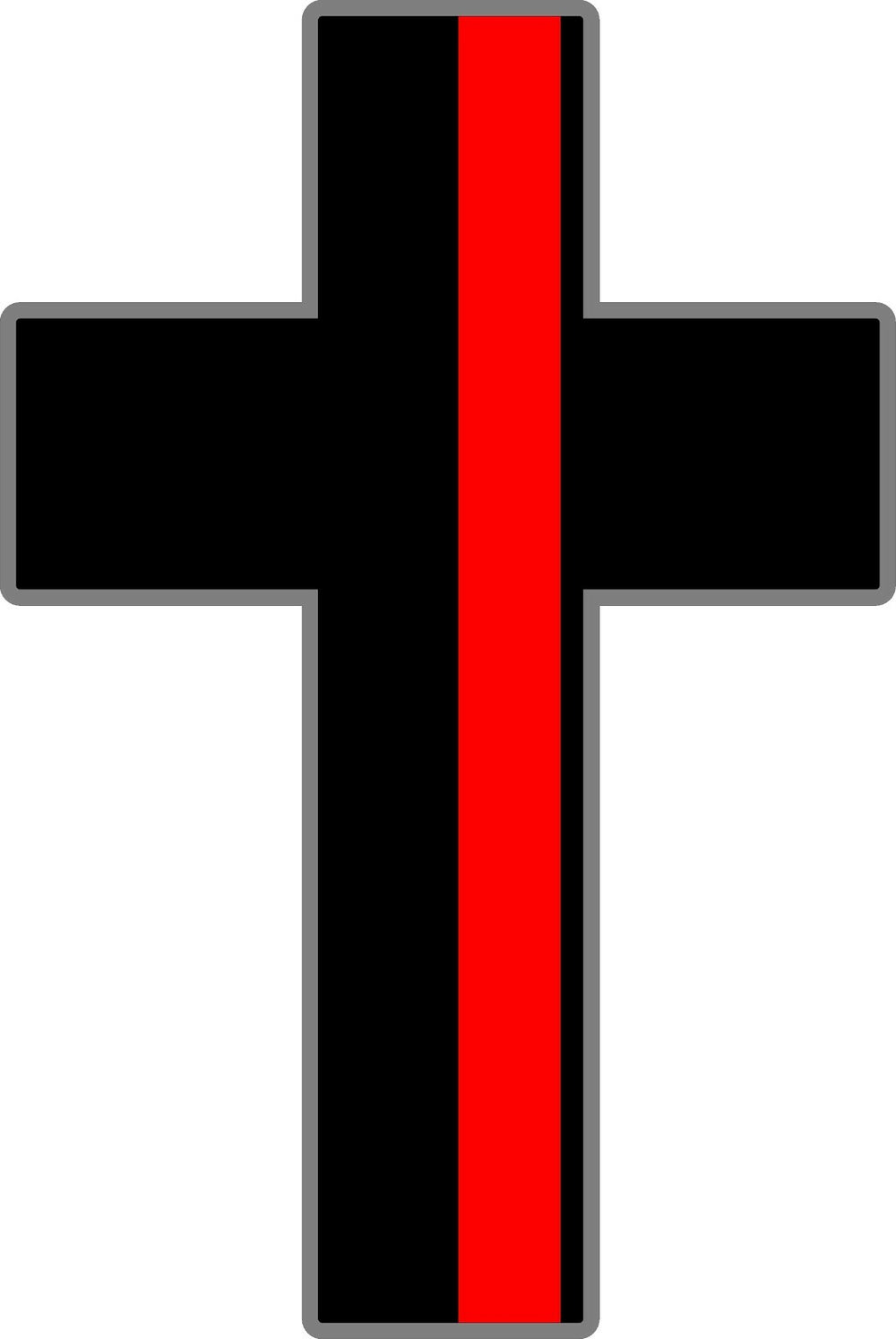 Thin Red Line Cross Vinyl Decal