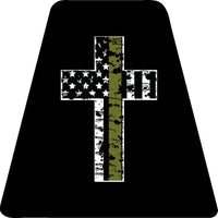 Thin Army green Cross - BLACK TETS TETRAHEDRONS HELMET STICKER FIRE REFLECTIVE