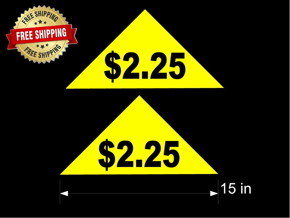 SODA VENDING MACHINE (2) LARGE YELLOW $2.25 PRICE DECALS / Free Ship!