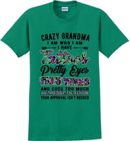 
              Crazy Tattooed Grandma T-Shirt - 12 color choices
            