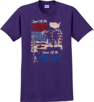 
              LAND OF THE FREE HOME OF THE BRAVE, Veterans day Soldier USA Support T-Shirt
            