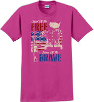 
              LAND OF THE FREE HOME OF THE BRAVE, Veterans day Soldier USA Support T-Shirt
            