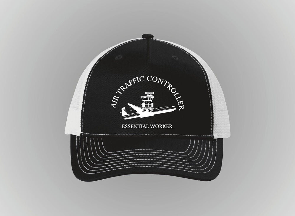 Air Traffic Controller Hat trucker snap back Black and White.support airport