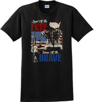 
              LAND OF THE FREE HOME OF THE BRAVE, Veterans day Soldier USA Support T-Shirt
            