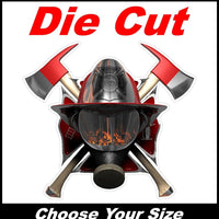 Axes and Helmet Vinyl Decal Fire Dept Maltese Cross Firefighter
