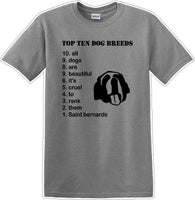 
              TOP TEN DOG BREEDS-SAINT BERNARD - Dog- Novelty T-shirt
            