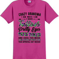 Crazy Tattooed Grandma T-Shirt - 12 color choices