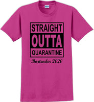 
              Straight Outta Quarantine Bartender 2020  funny T-Shirt
            
