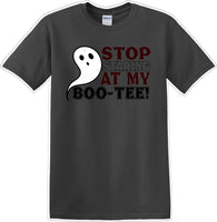 
              STOP STARING AT MY BOO-TEE - Halloween - Novelty T-shirt
            