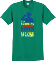 
              HONORING THE GREAT NEVER FORGET, Veterans day Soldier USA Support T-Shirt
            