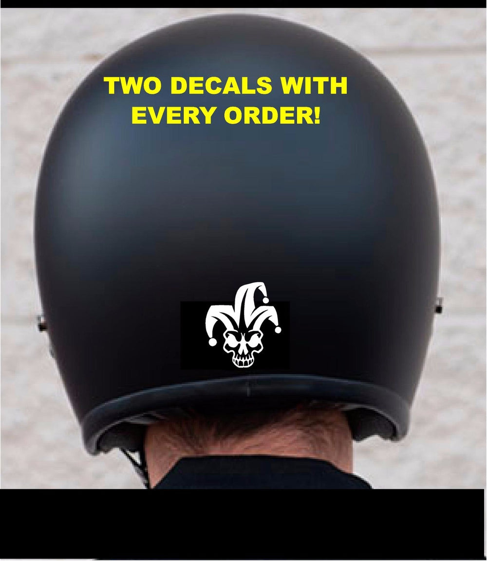 TWO SKULL JOKER MOTORCYCLE HELMET 3m REFLECTIVE DECALS