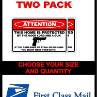 THIS HOME IS PROTECTED Vinyl Decal Sticker 2nd Amendment Gun Firearm Pistol